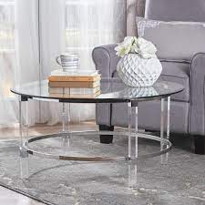At 52 long, this is the longest size coffee table added to the range. Lynn Contemporary Round Tempered Glass Coffee Table With Acrylic And Iron Accents Walmart Com Walmart Com