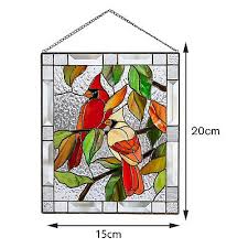 Stained Glass Birds Panel Window Hanger
