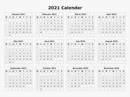Calendar 2021 Png Image File 12 Month Printable Calendar 2020 Transparent Png Kindpng