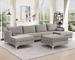 large velvet u shape sectional sofa