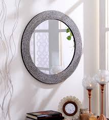 Buy Engineered Wood Round Wall Mirror