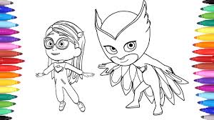 She can fly, has amazing eyesight, and when she flaps her powerful wings, the bad guys are sent airborne! Pj Masks Coloring Pages For Kids Amaya Transforms Into Owlette Art Colours For Children Youtube