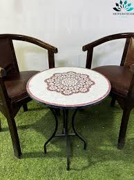 Mosaic Table Pink And White For Indoor