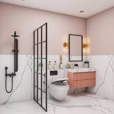 Light Pink Bathroom Wall Paint Design