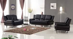 milano modern leather sofa set black