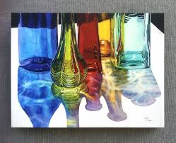 Glass Bottles Canvas Art Watercolor