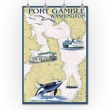 Port Gamble Washington Nautical Chart Lantern Press Poster 36x54 Giclee Gallery Print Wall Decor Travel Poster