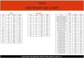 Teva Shoe Size Chart Www Bedowntowndaytona Com