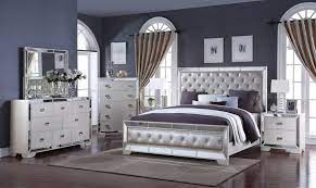 This beautiful dark transitional style bedroom collection offers a tall, stylish framed headboard and matching chest, dresser, and mirror with shaped wood fronts. Mirror Bedroom Set Furniture Home Design Ideas