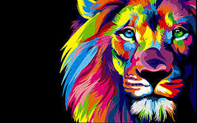 colorful lion head home decor canvas