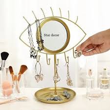 table top metal jewelry stand with mirror