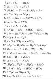 20 Balanced Chemical Equations With