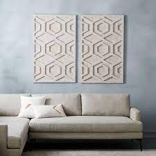Whitewashed Wood Wall Art Hexagon