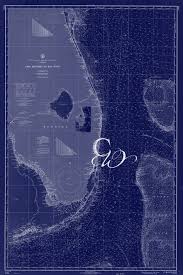 Florida Nautical Chart Map 1968 Dark Blue Digital Download