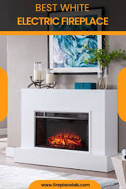 white freestanding electric fireplace