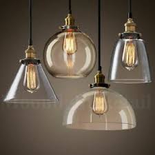 New Modern Vintage Industrial Retro Loft Glass Ceiling Lamp Shade Pendant Light Ebay