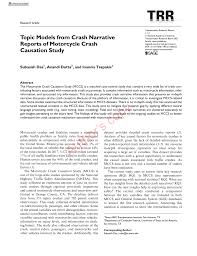 PDF) Motorcycle Crash Causation Study: Exploratory Topic Models from Crash Narrative Reports
