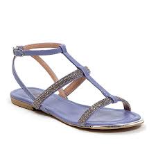French Blu Womens Sparkle Rhinestone Ankle T Strap Sandal