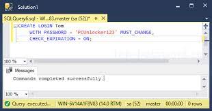 how to force sql server user to change