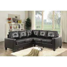 Newbury 82 In W 2 Piece Faux Leather L Shape Sectional Sofa In Black