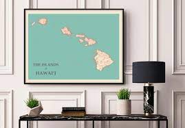 Hawaiian Islands Typographic Map Print