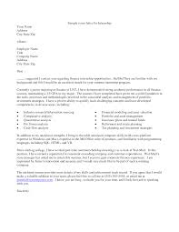 Sample Cover Letter Internship 