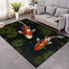 koi fish pond area rug with