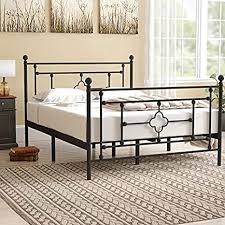 Chloé oak bed your price from. Amazon Com Metal Bed Frame Platform With Steel Headboard And Footboard Mattress Foundation Bedroom Furniture Box Spring Replacement Victorian Style Black Full Size Furniture Decor