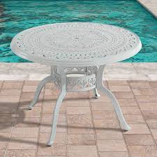 Clihome Outdoor Durable Cast Aluminum Construction Patio Dining Table White