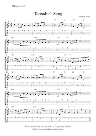 Even just sittin' around and plucking out the melody on your own can be a perdy nice way to pass time on a lazy. Free Printable Sheet Music Toreador S Song Free Easy Ukulele Tab Sheet Music