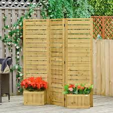 Outsunny Wooden Privacy Screen With 4