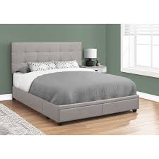 full grey linen bed frame with 2