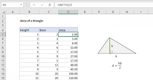 Area Of A Triangle Excel Formula