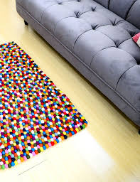 felt multi color ball rug woollyfelt