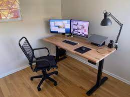 Mix and match table top and table frames to get a dining table you want at an affordable price from ikea. Finished Ikea Gerton Tabletop Paired With Vivo Standing Desk Frame Diy