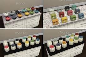 Making nice roofs by norma blackburn click to enlarge. Sumptuous Kitchen Add Ons By Madhox Sims 4 Includes Bar Flour Jar Sugar Jar Coffee Jar Bar Tap Decanter Goblet C Teapot Cookies Jar Bar Coffee Jars