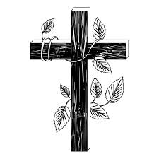 black silhouette of wooden cross stock