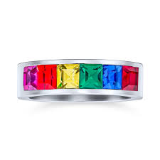 rainbow ring wedding band ring