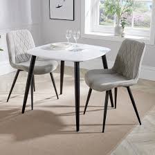 Arta Square White Dining Table And 2