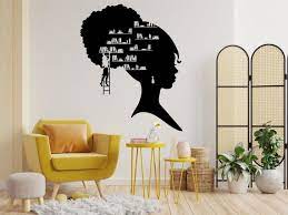 Library Book Shelves Afro Girl Wall Art