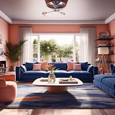 blue and brown color combination living