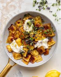 toasted skillet ravioli with brown