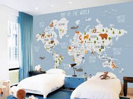 Children S World Map Wall With Animals