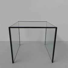Minimalist Glass Side Table With Steel