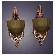 Pair Vintage Art Deco Wall Sconce With