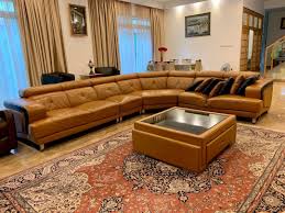 caramel tan leather living room