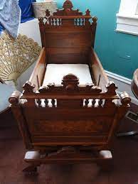 antique victorian walnut rocking cradle