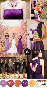 purple autumn wedding bridesmaids
