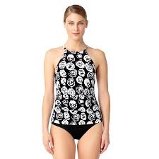Anne Cole Womens Coming Up Roses High Neck Halter Tankini Swim Top