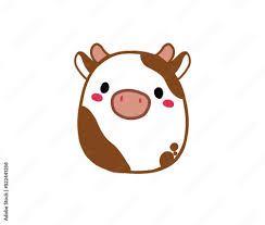 kawaii adorable cute isolated cow brown